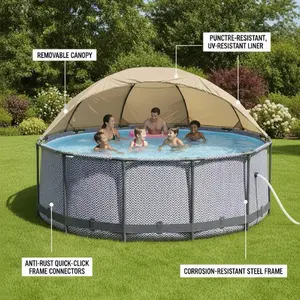 13ft x 42in Above Ground Pool Set, Including Canopy, Filter, Pump, and Ladder