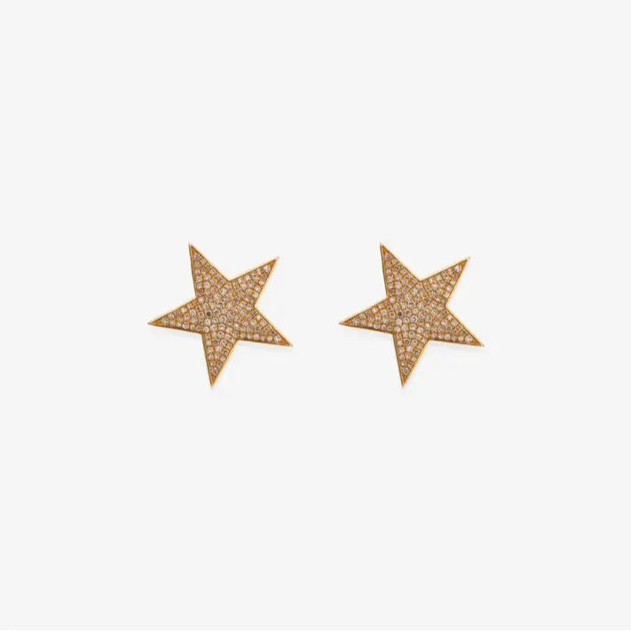 Diamond & Gold Star Stud Earrings