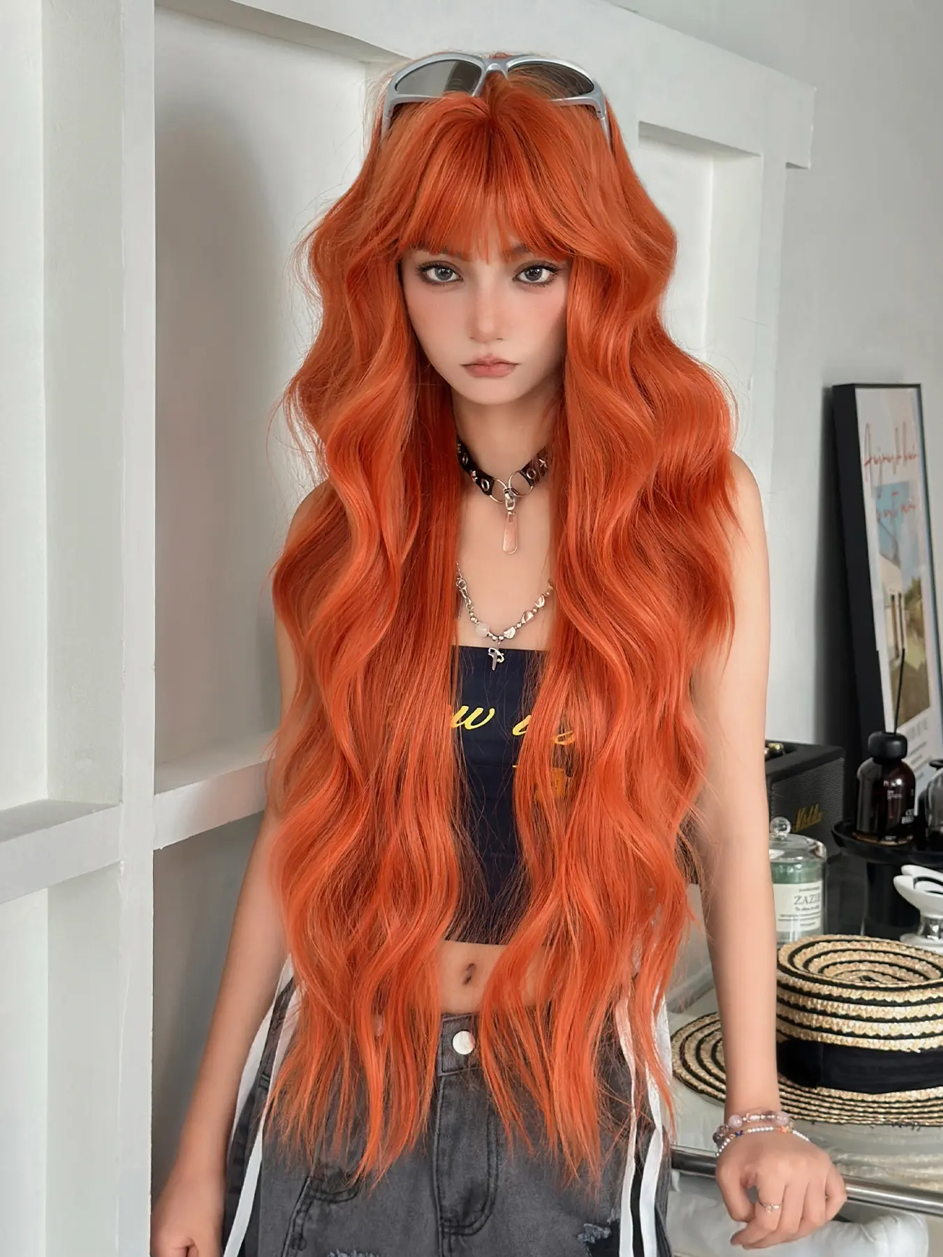 32 Inch Elegant Curly Wig, Fringe Layered Synthetic Heat Resistant Hairpiece, Perfect for Daily Use & Mother's Day Gift, Synthetic Fiber Wig, Synthetic Curly Wigs