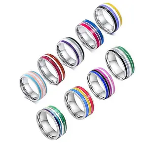 Enamel Rainbow Ring 8mmfor Men & Women, Party, Daily Wear �C Sizes 6-13 �C Pride Jewelry, Rainbow Ring, LGBTQ+ Pride Symbol, Colorful Enamel Ring