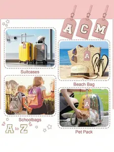 Customizable Tsa Approved Luggage Tag, PU Leather Material, Privacy Cover & Name Card, Unisex Travel Backpack Label, Letter Combination