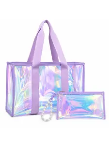 PVC Rainbow Beach Bag, Portable Large Capacity Handbag, Luxury Storage Bag, Waterproof Tote Bag, Ideal for Outdoor Use
