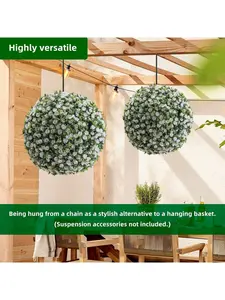 【Christmas Gift】Artificial Topiary Balls 2PCS  Flower Topiary Ball Decorative Balls for Outdoor Patio Garden and Indoor  Wedding Decoration  White 43cm