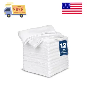 Coral Velvet White Washcloths 12 Pack, Highly Absorbent and Soft White Face Towels, 12 x 12 inches