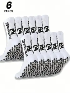 1/3/6 Pairs Football Socks, Breathable Sports Socks, Sock Sets, Ankle to Shin, Fs Blocks, Silicone, Mesh Panel, Moisture-Wicking, Sporty Style, All Seasons