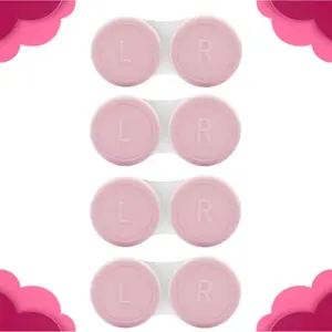 4 Pack Contact Lens Case Set – Travel Contact Lens Solution Soaking Containers, Daily Use Contact Storage Kit, Leak-Proof Eye Lens Case (Pink), Portable Lens Accessories