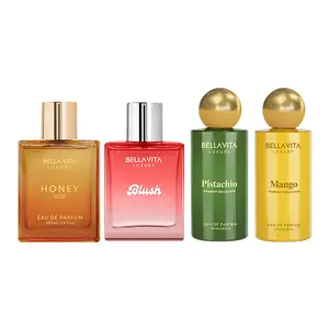 Buzzin’ Bliss Quartet by BellaVita Luxury | 4x100 ml Perfume Set | Honey Oud, Blush, Mango & Pistachio | Luxury Unisex Perfume for Men & Women | Long Lasting, Fruity, Floral, Sweet, Spicy, Woody & Musky Notes | Luxury, Vegan & Cruelty Free Eau De Parfum