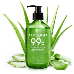 Aloderma Aloe Vera Gel - Large 17.6oz Value Pump - Made within 12 Hours of Harvest with 99% Organic Aloe Vera, Lightweight, Non-Sticky for Sunburns, Natural, Soothing Aloe Vera for Face & Hair