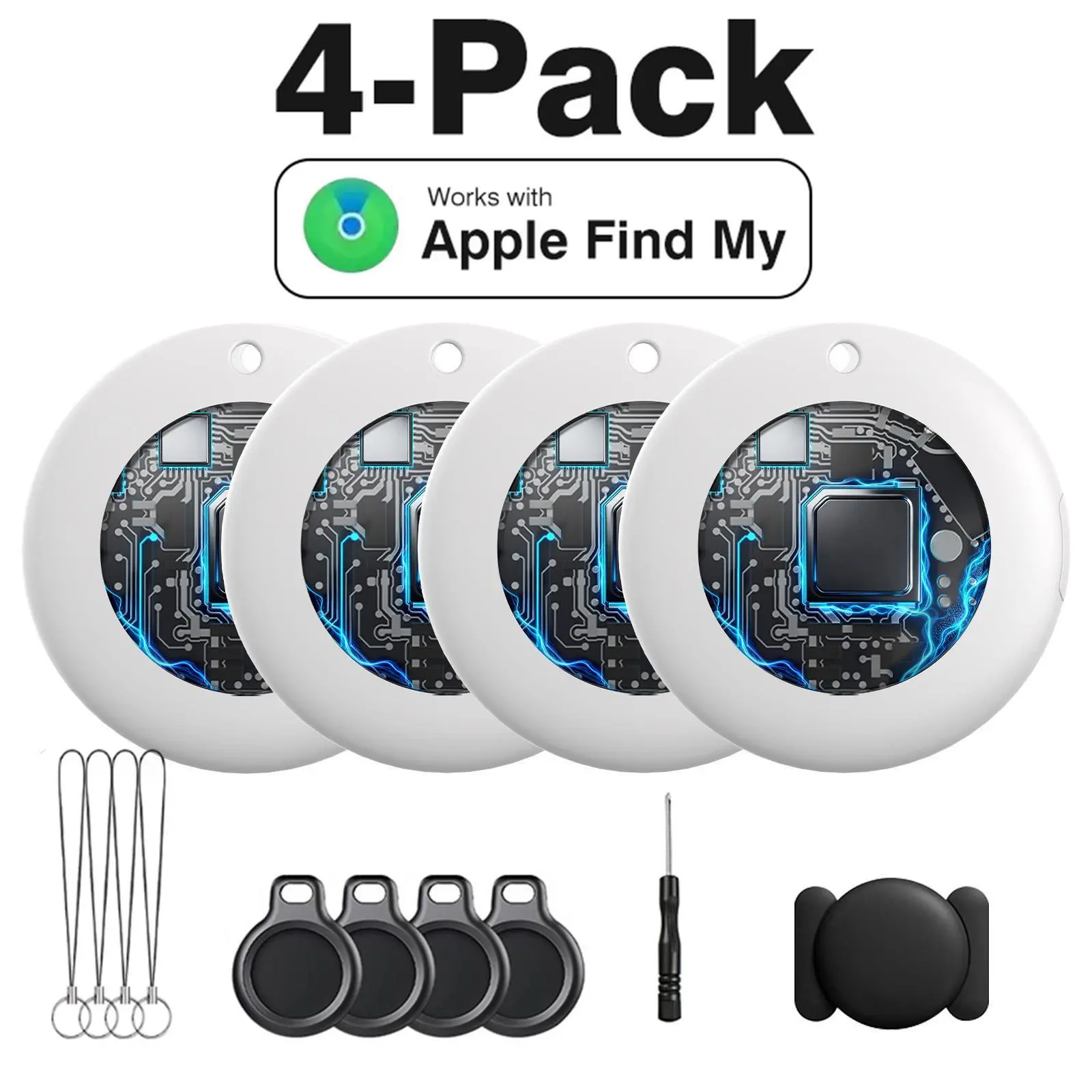 Air Tracker Tags-4 Pack: Smart Bluetooth Tracker,  Tag Locator for Cars, Pets, Keys, Luggage, Satchel, Weatherproof Case, Anti-Lost Device, Works with Apple Find My (iOS Only), No Monthly Fees, IP67 Waterproof, Replaceable Battery Remote tiktokshopbacktos