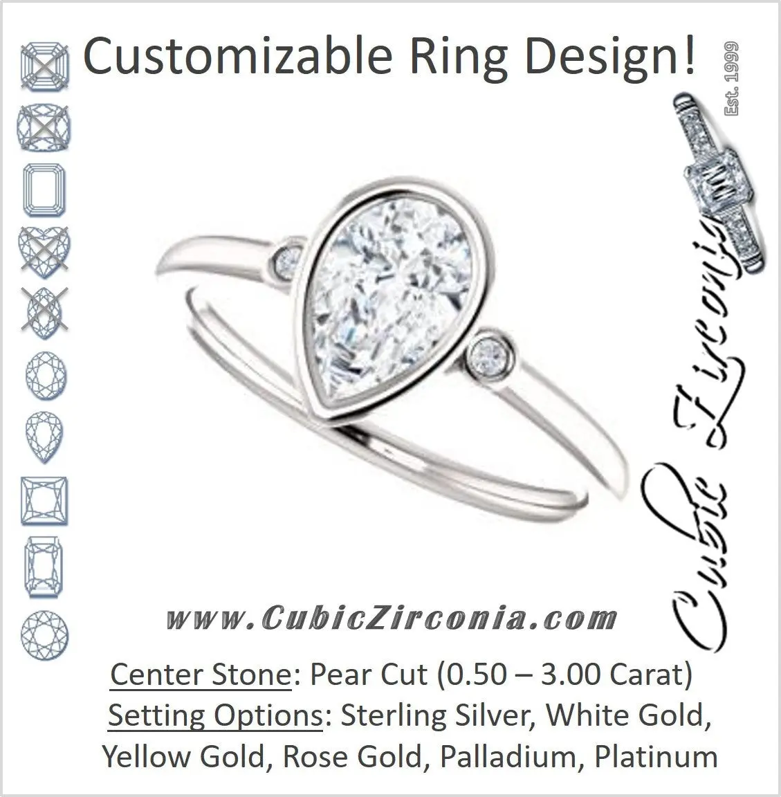 Cubic Zirconia Engagement Ring- The Analise (Customizable Pear Cut)