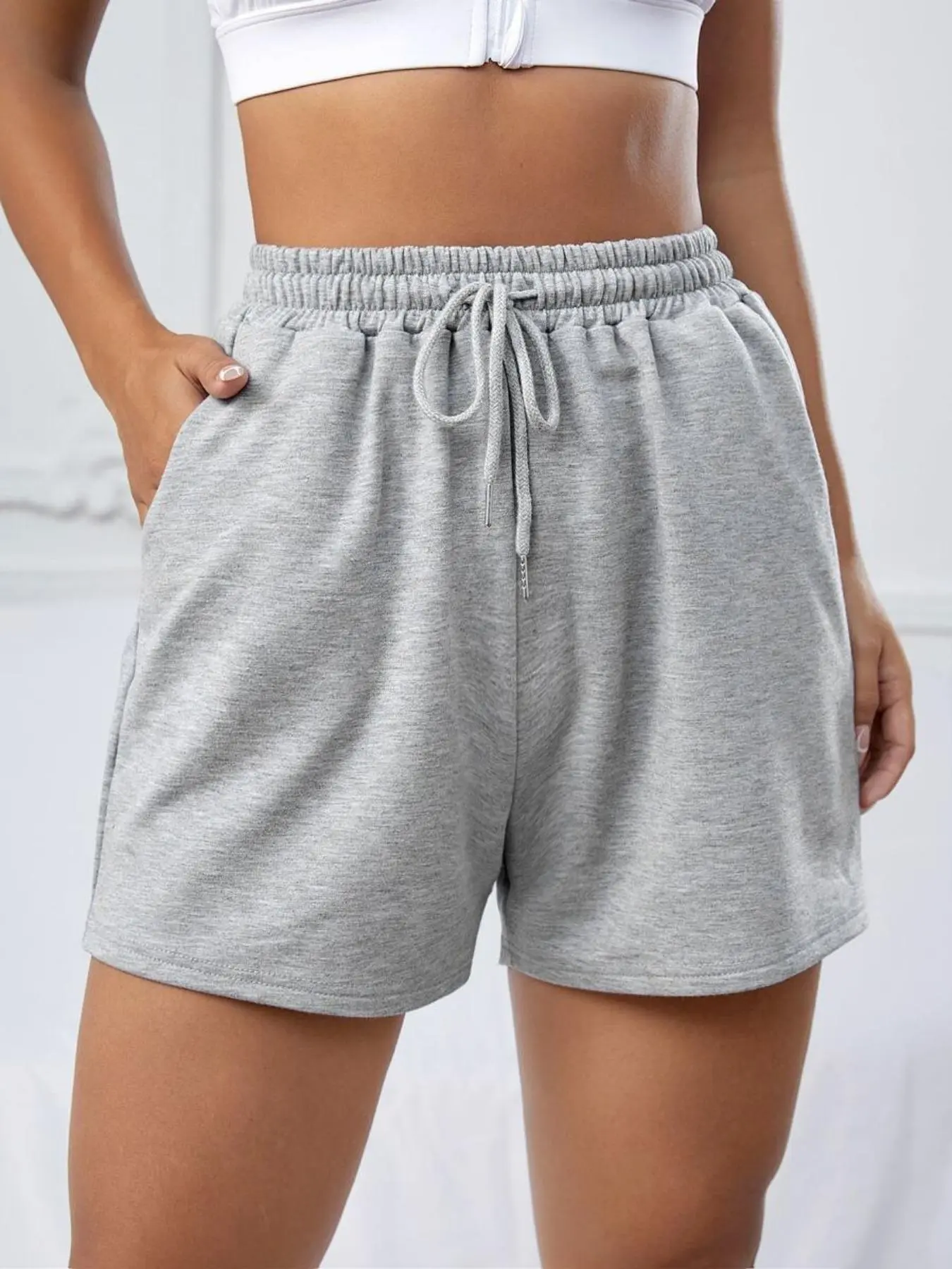 Women's Drawstring Waist Sweatshorts, Casual Jogger Shorts for Summer, Women's Bottoms for Daily Wear, Womenswear, Athleisure Street Shorts, Casual Comfy Shorts, Casual Athletic Shorts, Fashion Casual Shorts