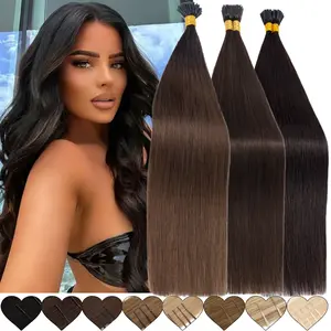50G 8A 100% Real Remy Human Hair Extensions Tip Stick I Tip Micro Ring Pre Bonded Keratin Hair Straight I Tips Fusion Extensions Real Human Hair 0.5G/Strand 16-24 inch