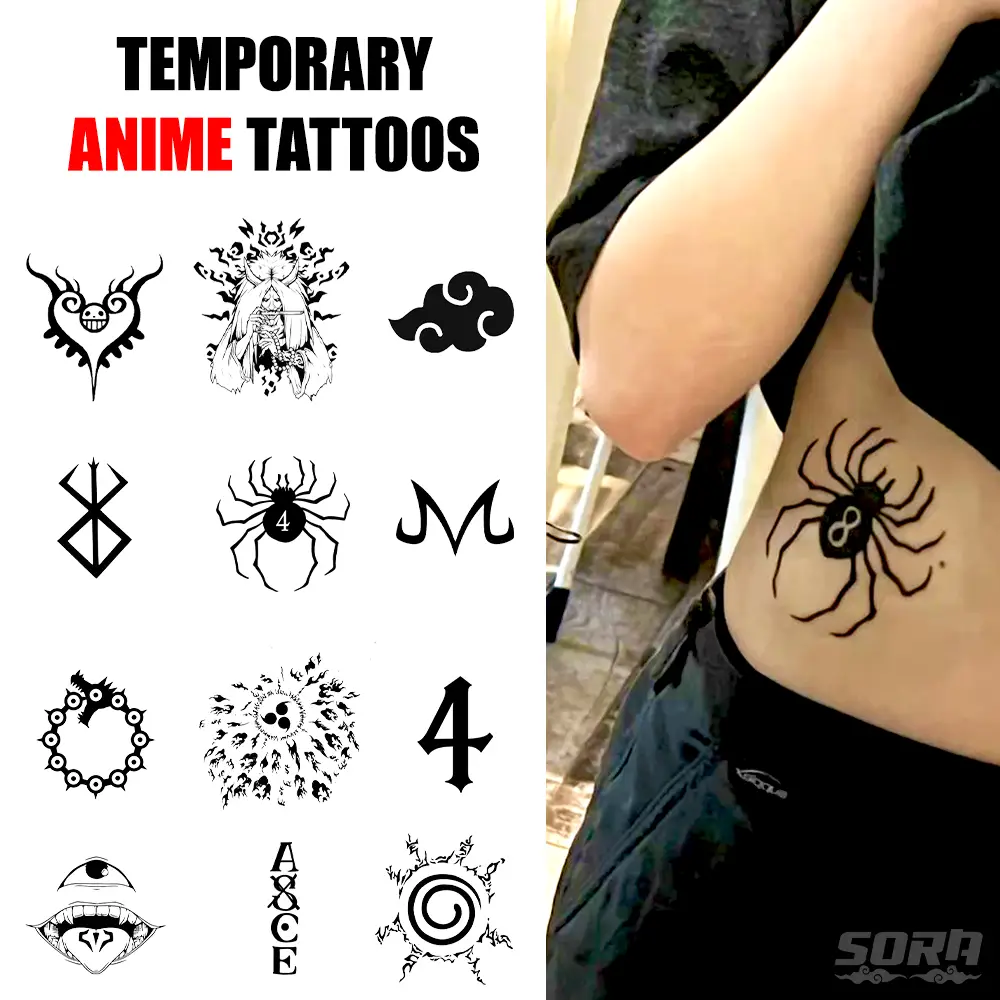 Anime Temporary Tattoos (1-2 Weeks) - Body Art