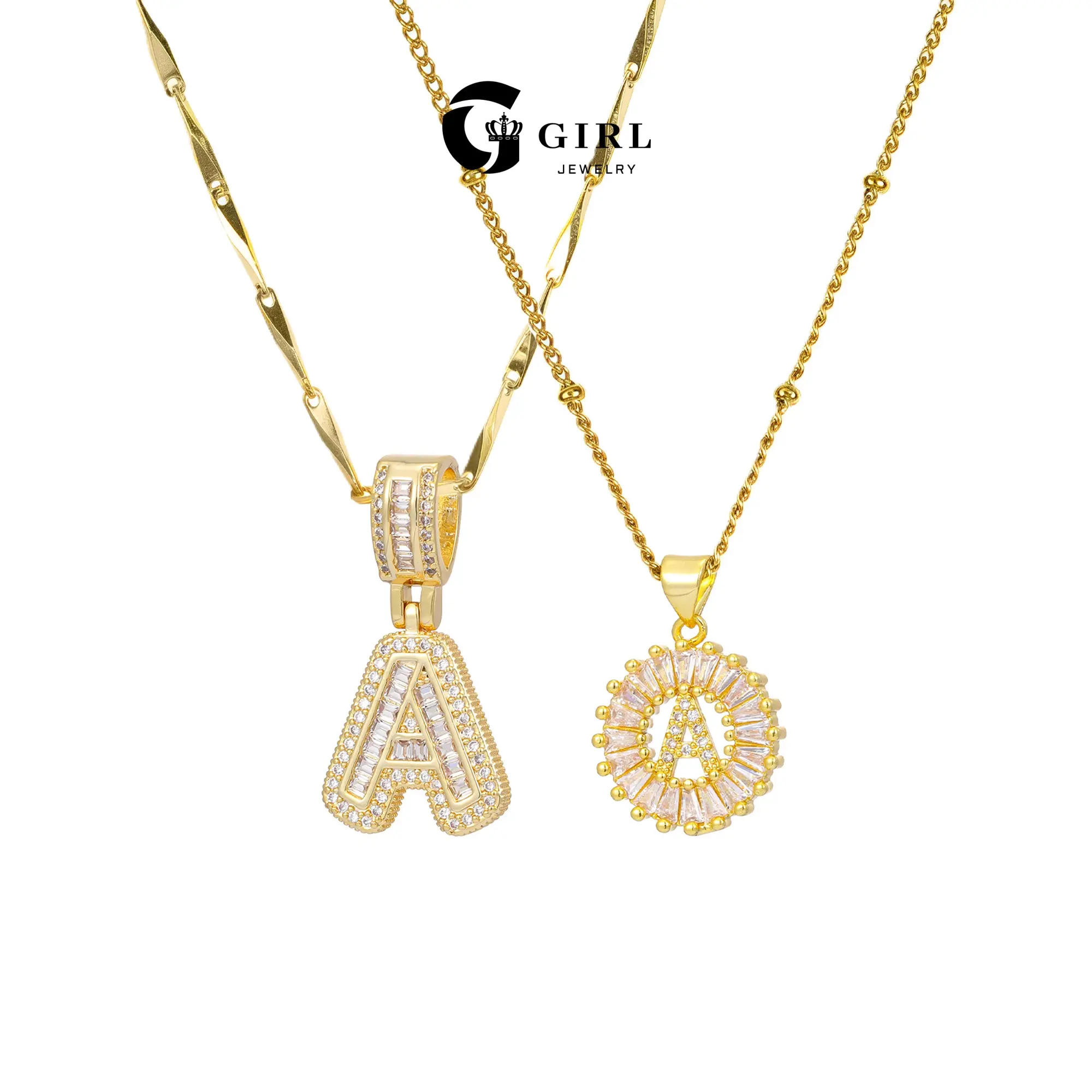 GGIRL Letter Necklace 18k Gold Plated Bling Dainty Necklaces Trendy Chunky Necklace Personalized Round Circle Pendant Zirconia Letters Name Crystal for Women 26 Alphabet Necklace Fashion Jewelry Gift for Holiday Haul Christmas Birthdays Anniversaries