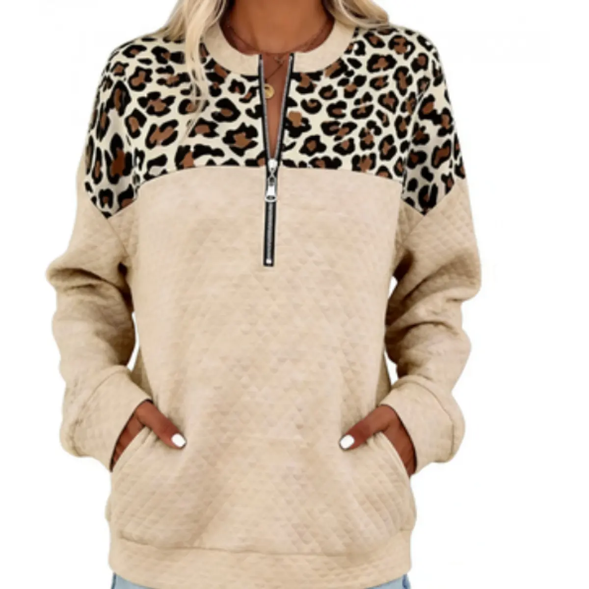 Leopard Print Sweatshirt for Women – Cozy, Cute & TikTok Approved Women’s Leopard Patchwork Sweatshirt, Quarter Zip Pullover, Casual Long Sleeve Top Women’s Leopard Print Quarter Zip Sweatshirt – TikTok Viral Cozy Chic PulloverLeopard Quarter Zip  Flared