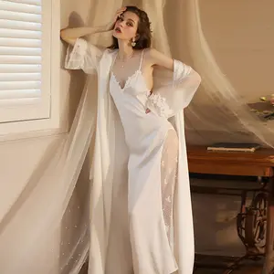 New Sexy Long Robe for Women: Elegant Satin Nightwear