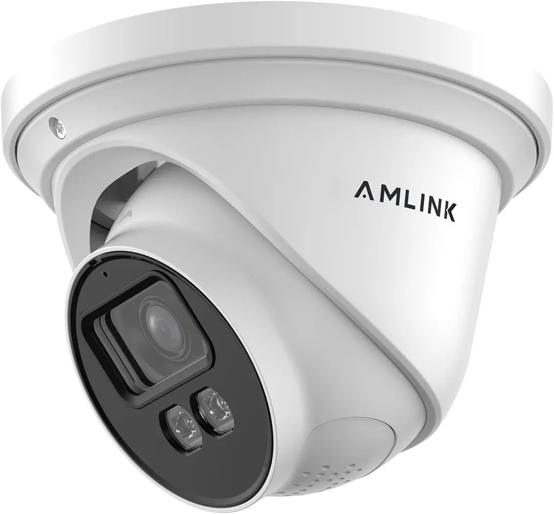 AMLINK 4K/8MP Security AI IP PoE Turret Camera AL8M-T8198EW with Human/Vehicle Detection, Night Color 100ft, 2-Way Audio, Deterrent