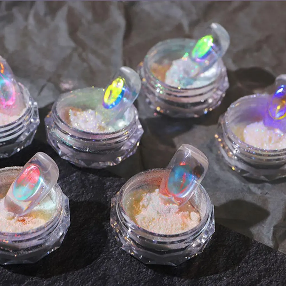 Aurora Ice Transparent Nail Glitter Powder Holographic Chameleon Powder Glitter Decoration Manicure Pigment Chrome Dust