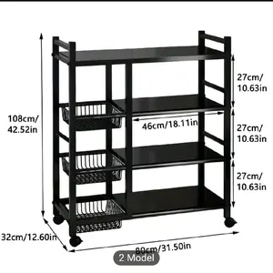 Rolling Kitchen Storage Cart with Wheels | Adjustable Metal Wire Organizer Rack for Kitchen, Bathroom & Pantry | Space-Saving Mobile Shelf