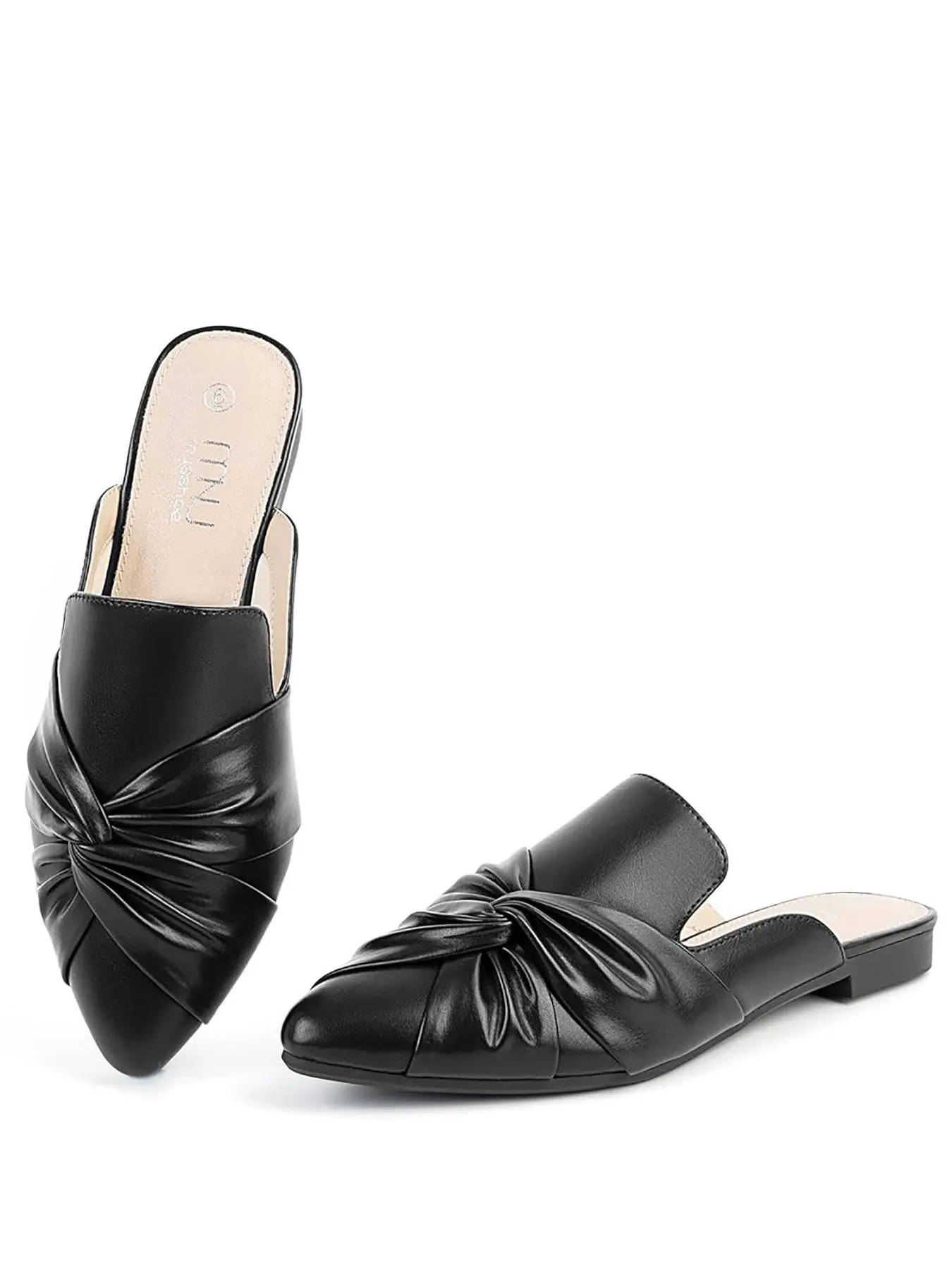 Women's Elegant Knot Design Mules, Slip On Mules, Closed Toe Shoes, Trendy Soft Comfortable Mule Flats with Knot Design, Fashionable Shoes, Elegant Footwear for Daily Wear