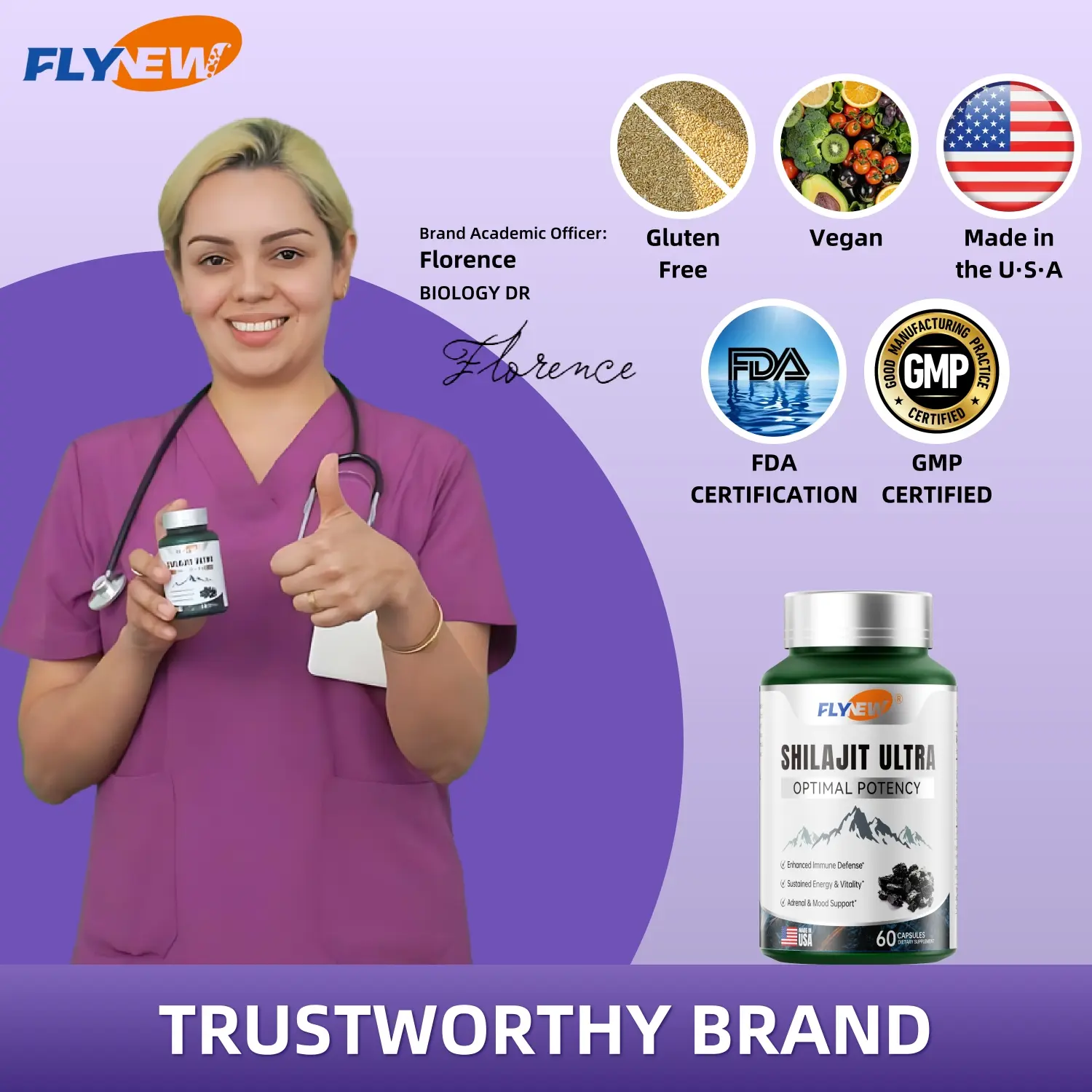 FlyNew Optimal Shilaj*t Ultra 60 Capsules - Made in USA with Essential Minerals for Healthy Aging & Immune System Support - Fulgent Life - Fitness, Edible