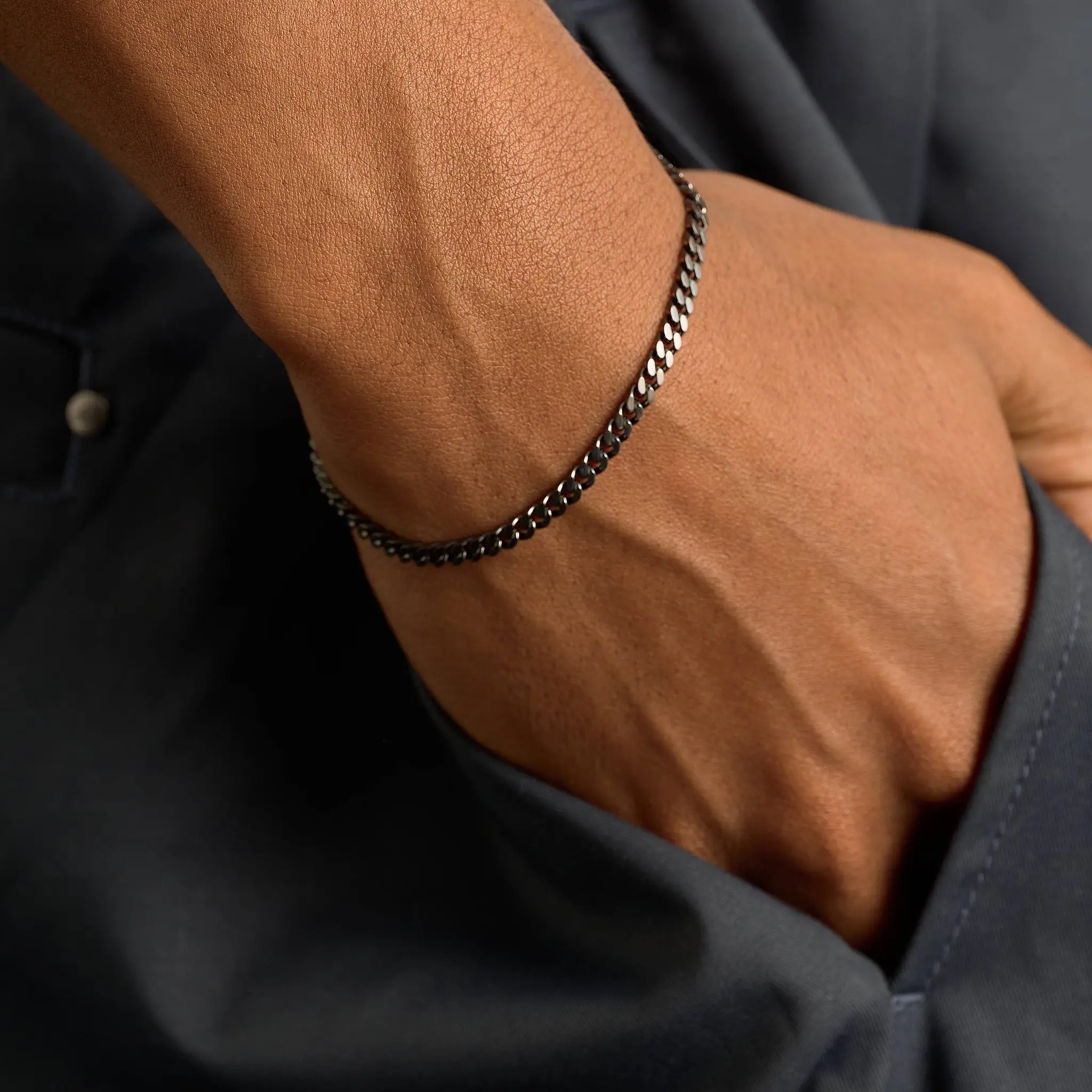 GLD Micro Cuban Chain Bracelet in Black - 3mm - Perfect Gift #tiktokshopsummersale
