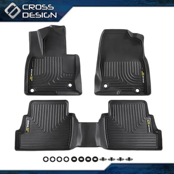 CROSSDESIGN 3PCS High-Strength Synthetic TPE All-Weather Non-Slip Vehicle Floor Mats, Waterproof, Durable, Easy-to-Clean, Excellent Crease Recovery for 23-25 Mazda CX-50 w/ Cargo & Seat Back Protection, Vehicle Accessories