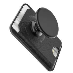 Magnetic Wallet Stand, Phone Holder with 1 Count Ring, Phone Accessories for iPhone 16/15/14/13/12 Series, Fit 2 Cards, Telescopic Lazy Phone Card Holder, Magnetic Mount