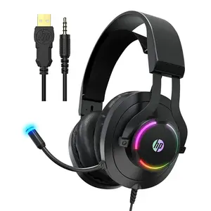 HP | Gaming Headset with Microphone, Wired Over Ear, Noise Cancelling, LED Light, Compatible with PS4, PS5, Xbox One, Nintendo Switch, Laptop - Audio