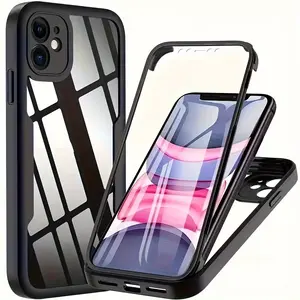 Slim Full-Body Rugged Stylish Protective Clear Colorful Back Hybrid 2-in-1 Phone Case for iPhone 17 Pro Max 16 Pro 15 Plus 14 13 12 16E
