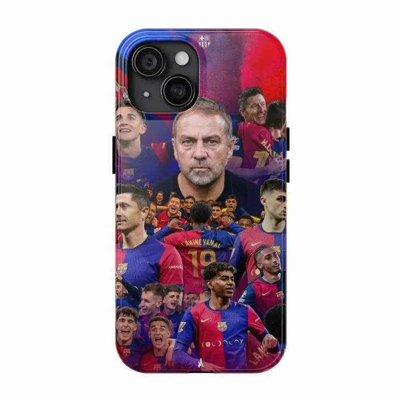 Barcelona Football Fan Design Shockproof Tough Smartphone Case - Protective Accessory with Camera Protection for iPhone 17,16,15,14,13,12,11 Pro Max,8 Plus,X & Samsung Galaxy S24,S23,S22 (Includes Screen Protector)