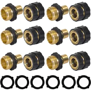 Garden Hose Quick Connector, 3/4 Inch Male and Female Garden Hose Fitting Quick Connector, 6 Set