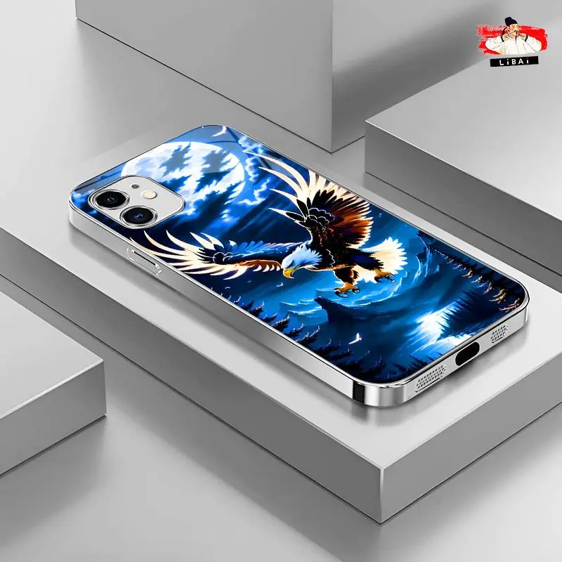 Suitable for [iPhone 11] Light luxury crystal eagle pattern and scorpion glass electroplated mobile phone case, exquisite and gorgeous 995