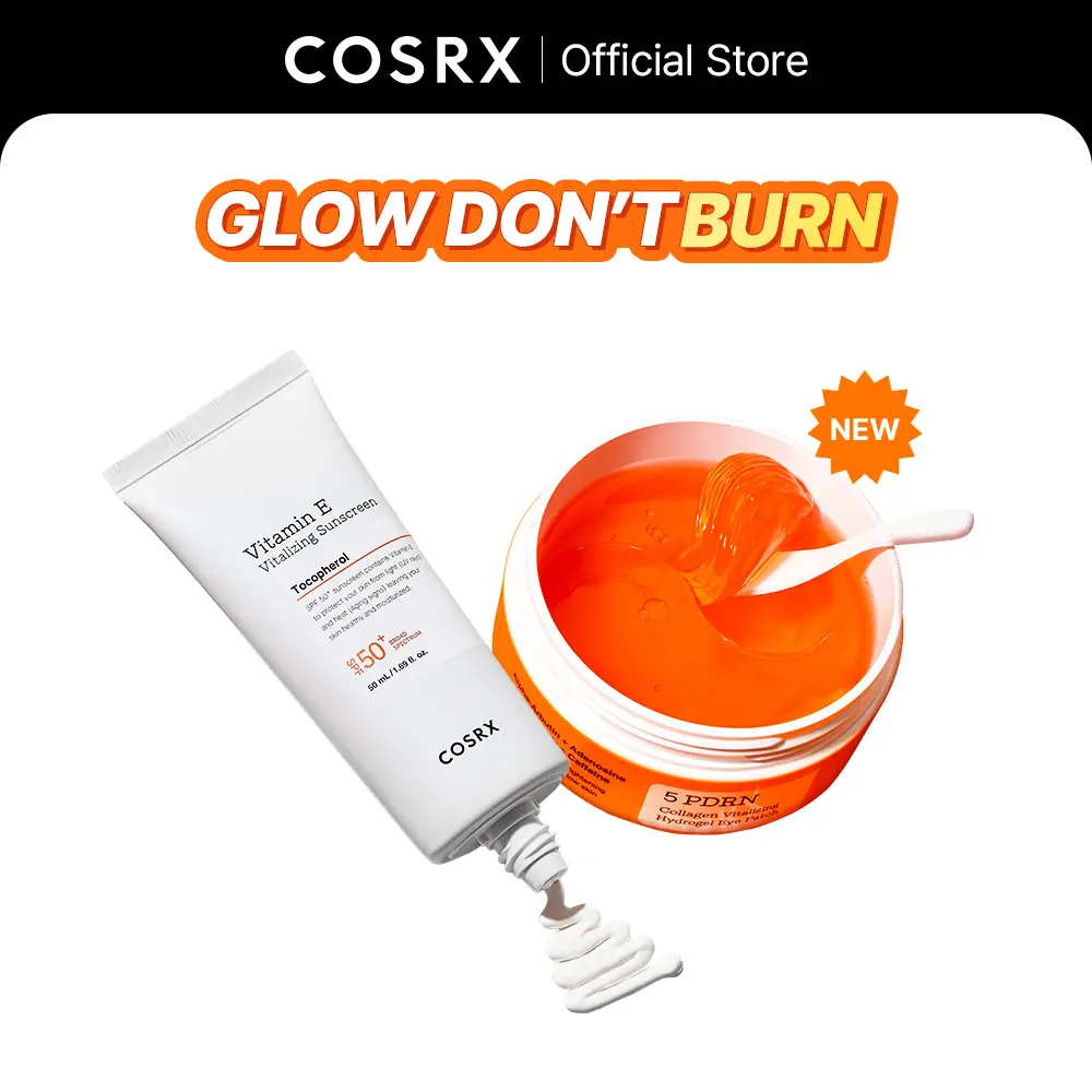 [COSRX Official] Glow Don't Burn Set | Ultimate Glow Kit with PDRN Eye Patches & Vitamin E Sunscreen for Brightening and Skin Repair