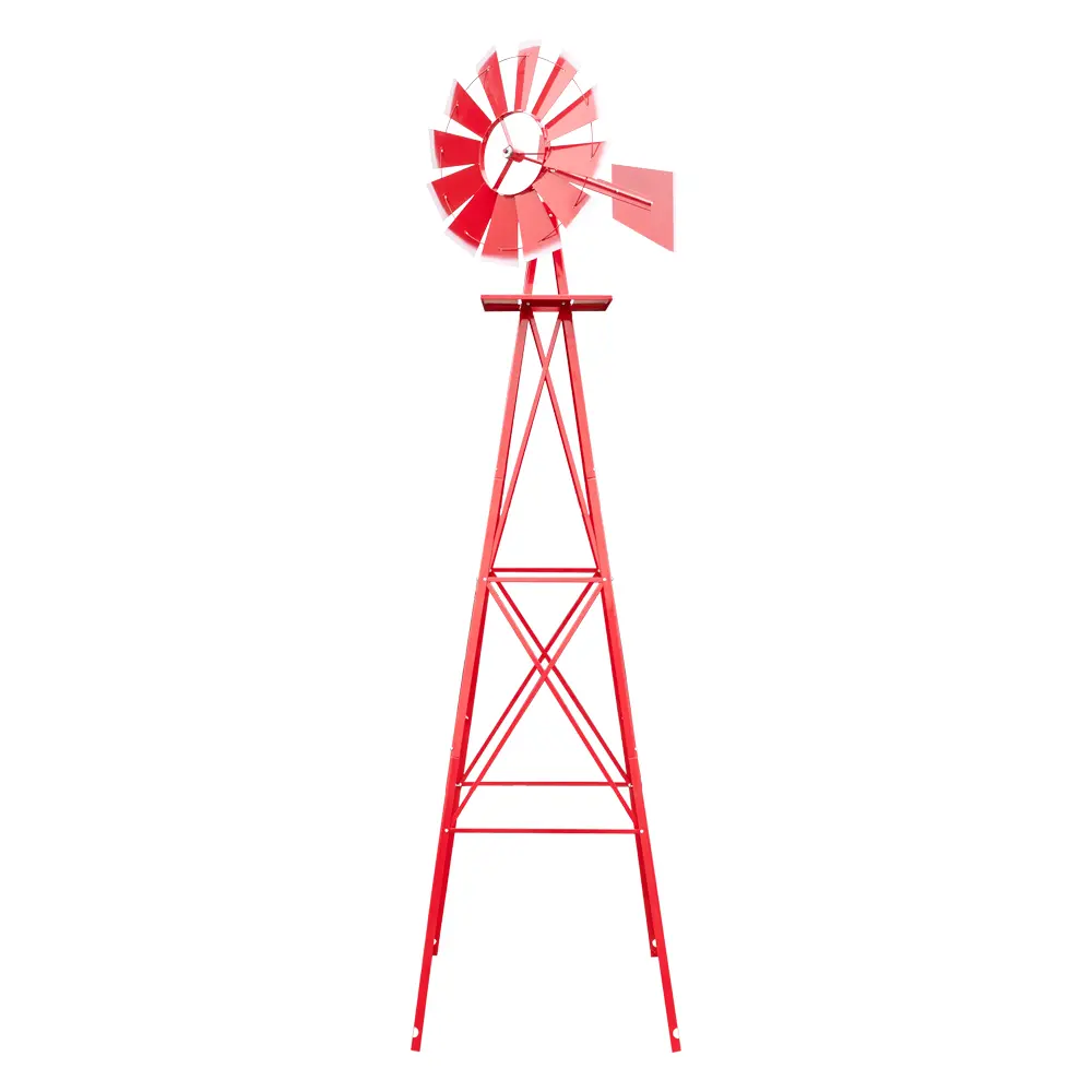 8FT Garden Windmill Outdoor Yard Decor, Weather Resistant Metal Windmill Lawn Ornament with Stable 4-Leg Base