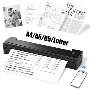 Portable Printer  for Travel, D80 Thermal Printer, Inkless Printers, Compatible with iOS, Android, Laptop, Supports 8.5" x 11"  Letter & A4 & A5 for  Use, Office, , Black