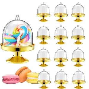 12pcs Mini Candy Box Cake Stand Cupcake Display Plate with Lid Party Supplies for Birthday Parties Decorations