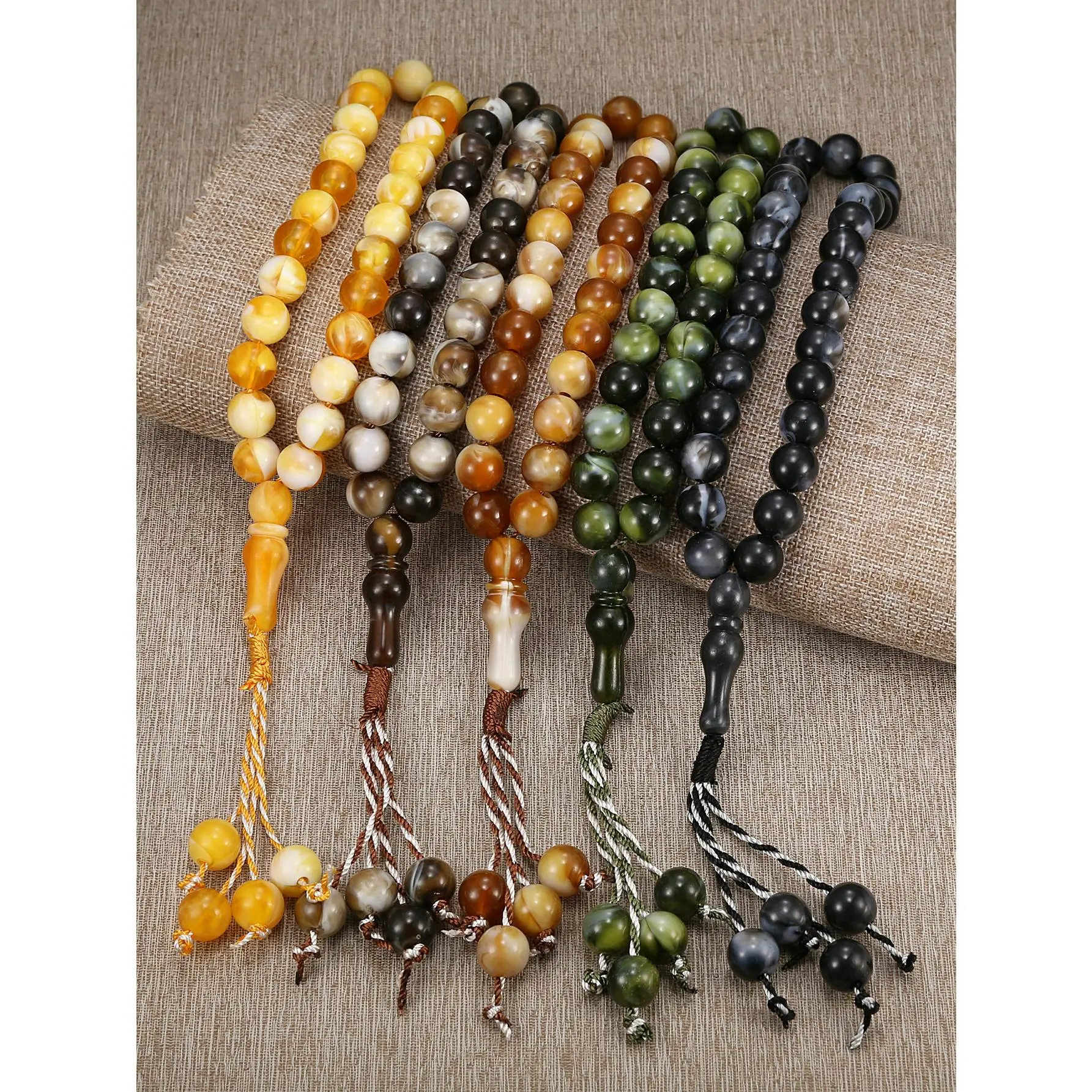 Mala Bead Bracelet with Vintage Tassel, Unisex Gradient Round Bead Bangle for Buddhist Meditation Enthusiasts, Beads