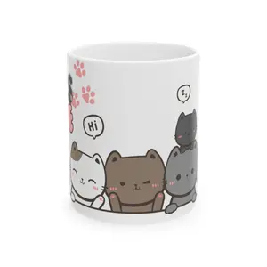 Ceramic Mug, (11oz, 15oz) Paws Love Cat Mug