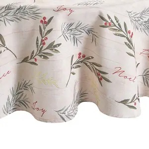 Holiday Tree Trimmings Tablecloth - 70" Round - Red/Green - Elrene Home Fashions