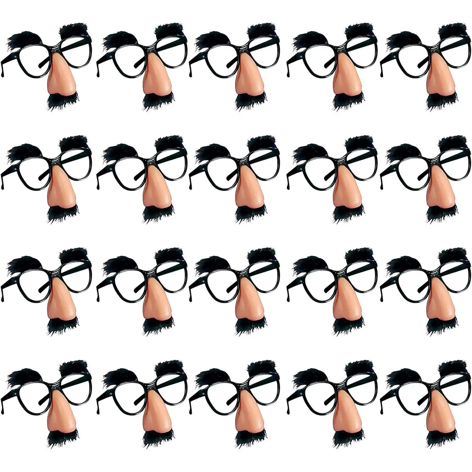 20 PCS Disguise Glasses with Funny Nose Funny Glasses with Eyebrows and Mustache Perfect Party Favors for Costume Halloween and Birthday Parties