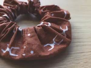 Brown Aesthetic Patterned Scrunchie Hair tie