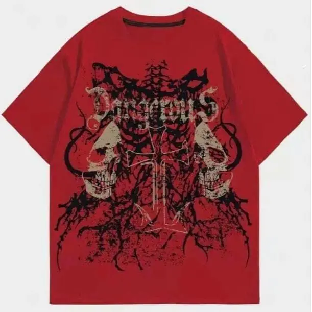 Grunge Punk Print Tee - Skull Danger Gothic Shirt