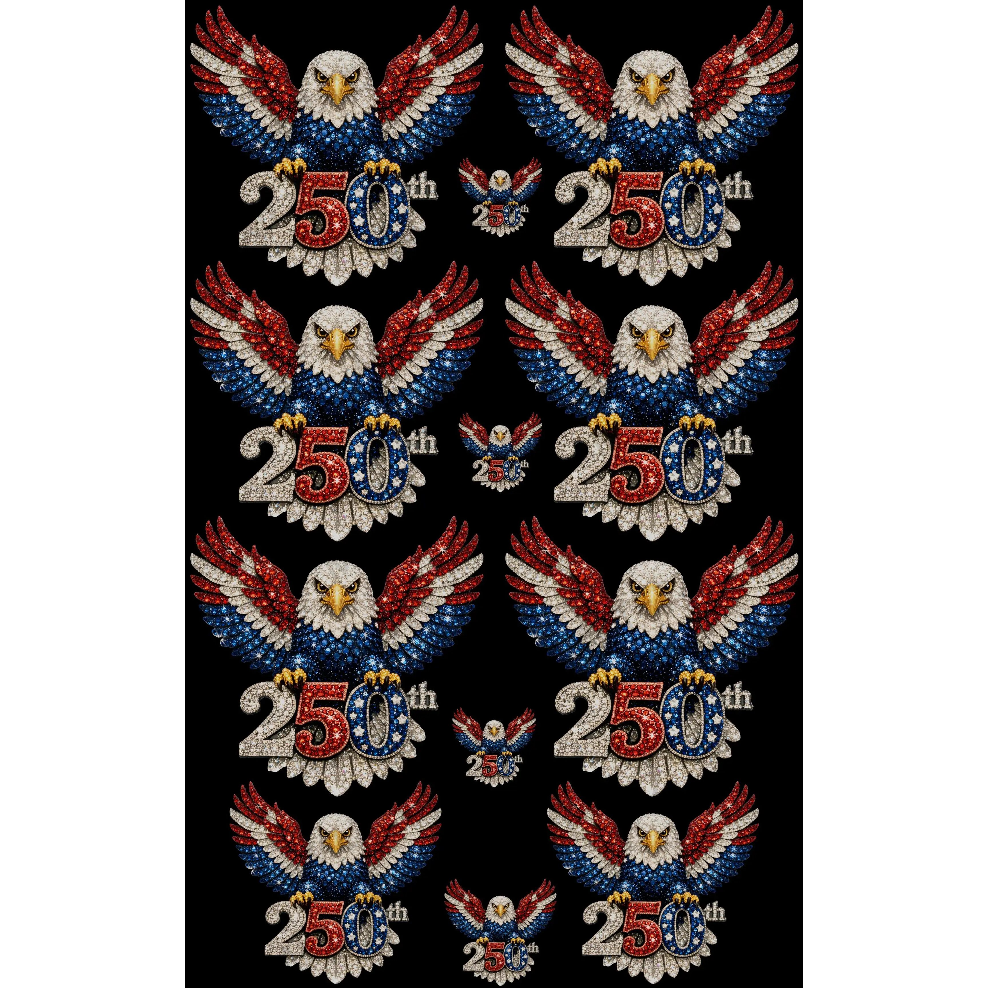 USA 250TH (EAGLE) (1) PREMADE GANGSHEET - 22X36 DTF TRANSFERS - DIRECT TO FILM