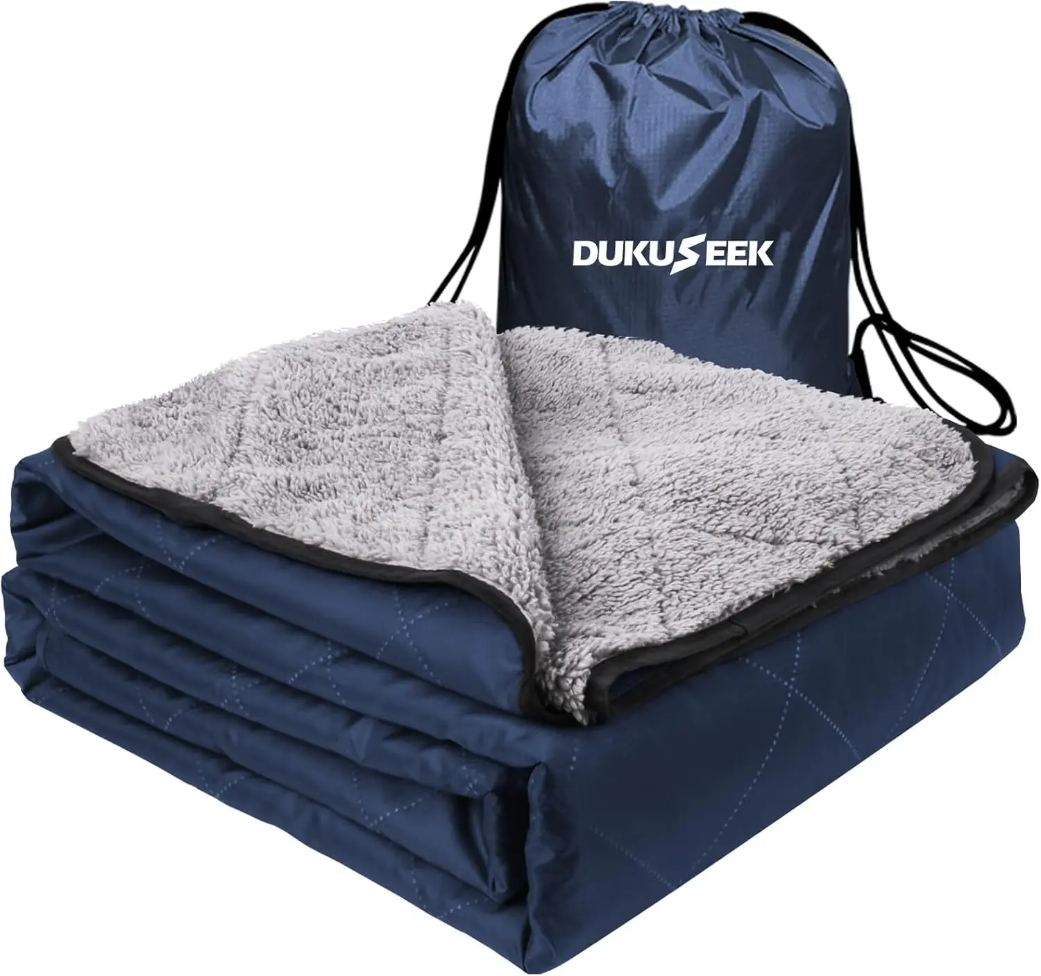 Waterproof Hooded Outdoor Blanket, Windproof Sherpa Fleece Wearable Camping Blanket for Stadium, Travel, Picnic