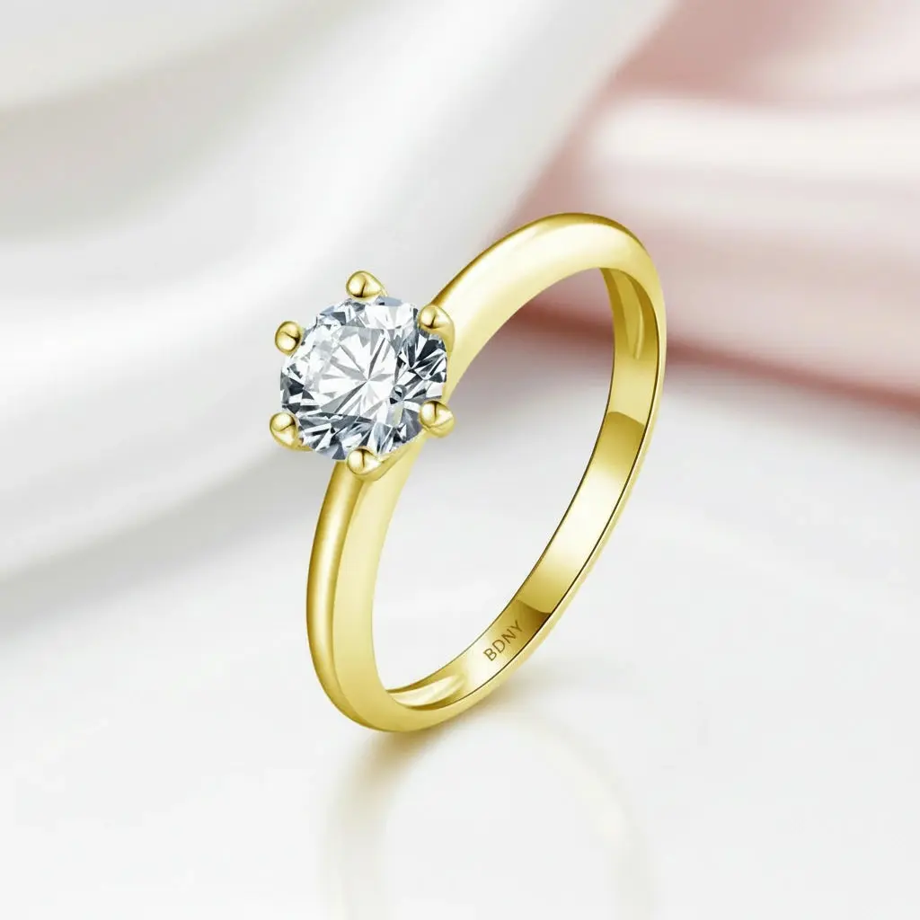 10k Gold 0.8 Ct Round Diamond Option Solitaire Engagement Ring