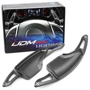 iJDMTOY Gun Metal Grey CNC Billet Aluminum Larger Paddle Shifter Extensions For Chevy 2014-2019 C7 Corvette, 2016-up Gen6 Camaro