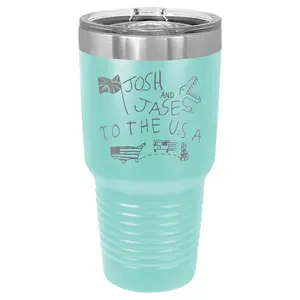 Josh And Jase To The USA Laser Etched Tumbler, Proudly Etched In The USA, 30oz / 20oz, Red / Black /  Blue / Green / White / Pink / Purple / Light Blue / Teal /  Orange / Yellow #funny #josh&jase #britishhumor