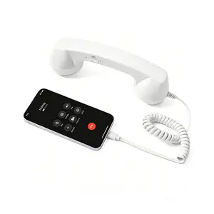 New TYPE-C Straight Plug Phone Retro Mute, C-Style No Conversion Needed, External Call Handset with Simple Ergonomic Design in Colorful Various Dreamy Colors Portable Mini audio Pink/White Headset