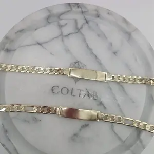 (70)(73) Esclavas Corte Figaro y Cubana 8mm   8 Inches Gold-Plated Chain Bracelet for Men Women  14kgoldplated